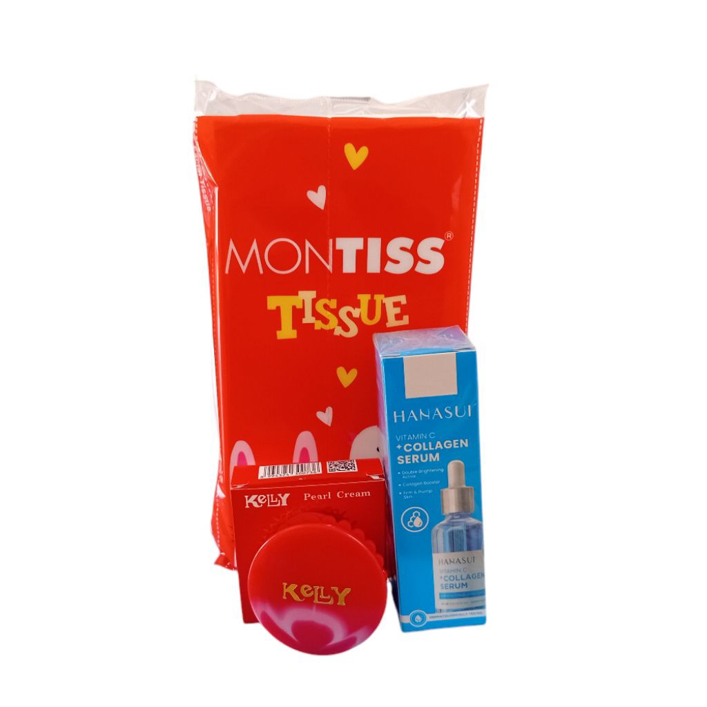 Paket Kelly Pearl Cream 5g+Hanasui Vitamin C+Collagen Serum 20ml 2in1 Free Tissue Mencerahkan Wajah