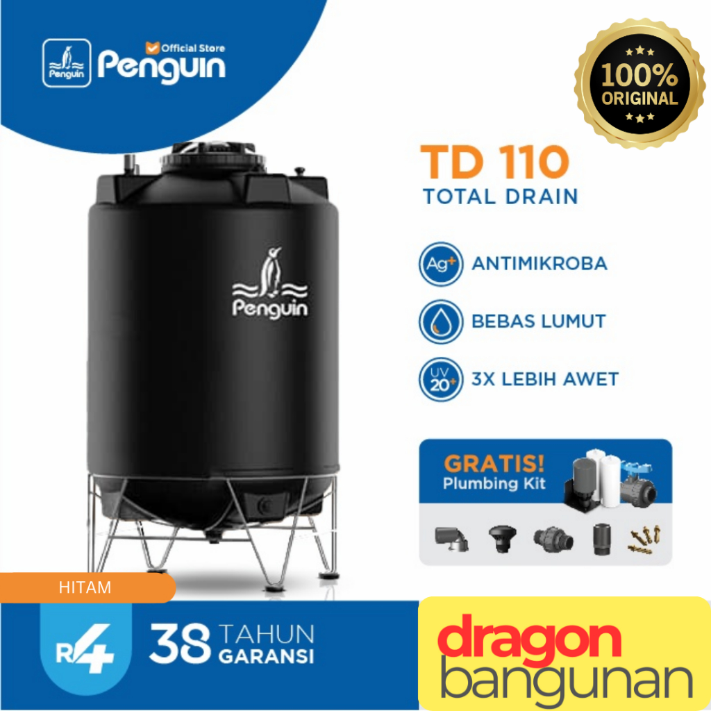Tangki Air Penguin TD 110 Hitam / Toren Air Penguin 1050 Liter Total Drain