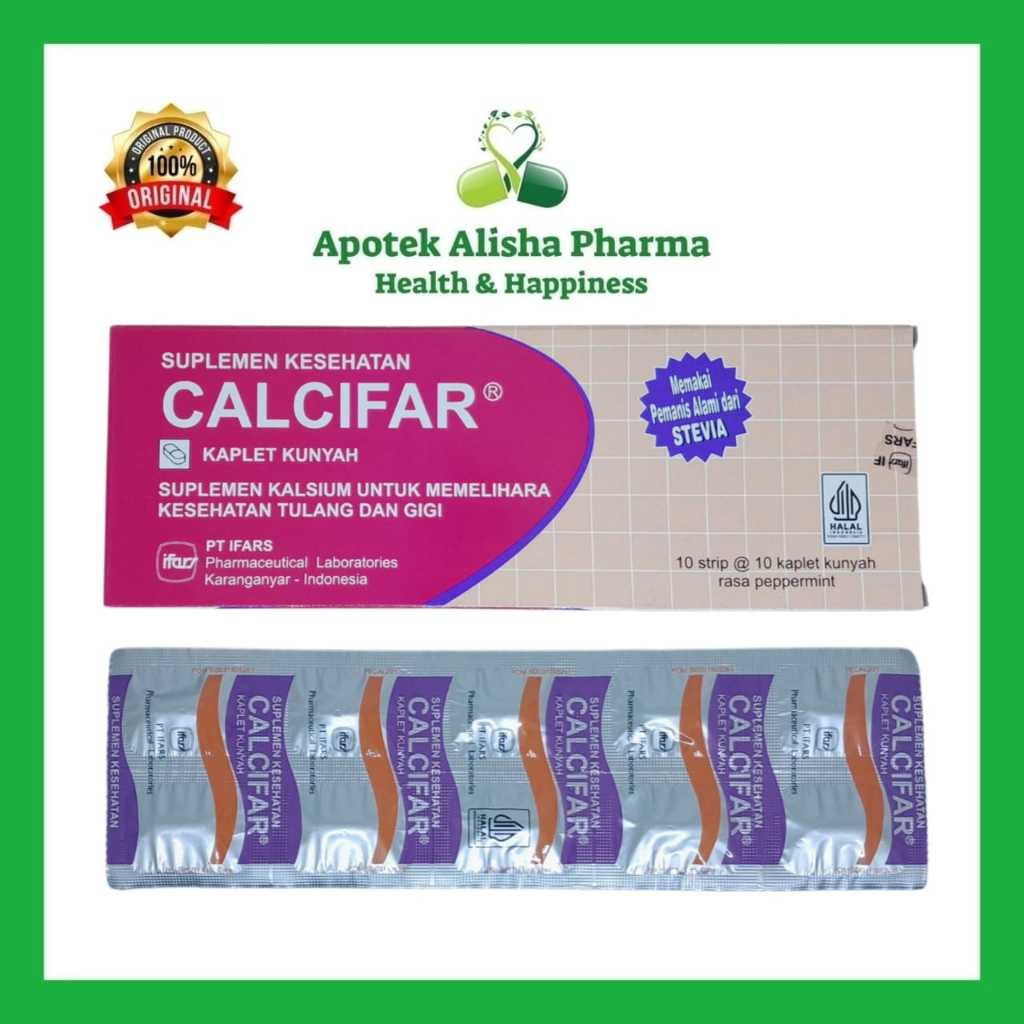 Calcifar Tablet Kunyah Box isi 100 Kaplet Kalsium Ibu Hamil dan Menyusui
