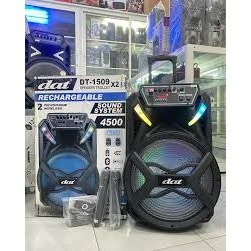 DAT Speaker Aktif Portable 15 inch DT1509 x2 / Bluetooth - 2 Mic Wireless dt 1509