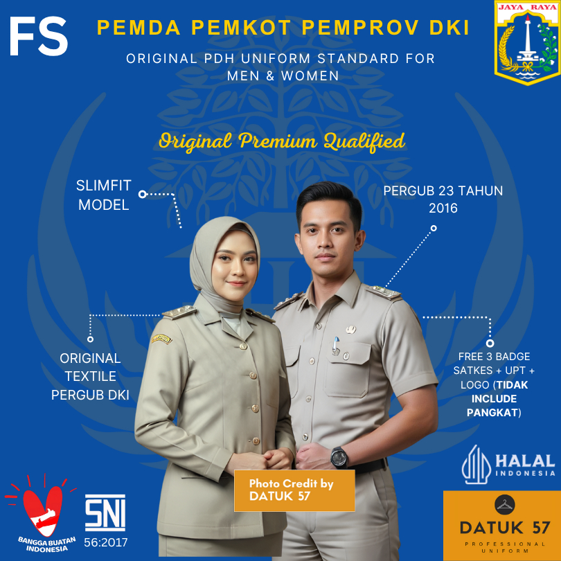 [FULL SET] Seragam Atasan Bawahan Satu Stel PDH Pemda Pemkot Pemprov DKI Jakarta Pria Wanita Origina