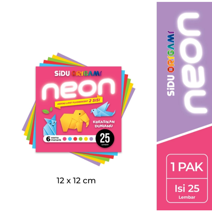 

SIDU - Kertas Lipat Neon Origami 2 Sisi 12x12 Cm 6 Warna