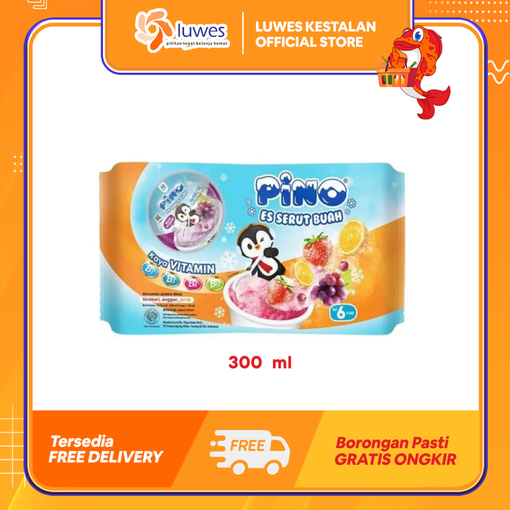

(ISI 6 pcs) Pino Es Cup Es Serut Buah 300ml Strawberry / Anggur / Jeruk Minuman Es Serut Rasa Buah