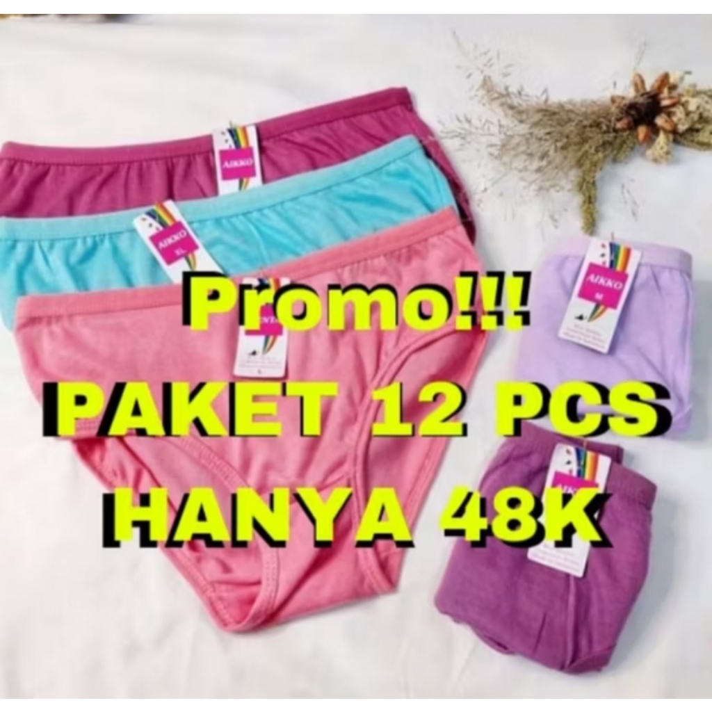 PROMO TERLARIS Celana Dalam Wanita 1 Lusin Celana Dalam Motif Polos Celana Dalam Wanita