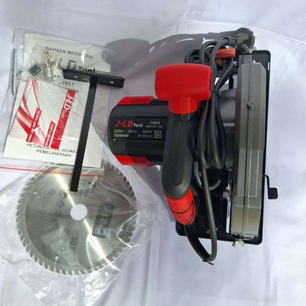 JLD Circular Saw Gergaji Kayu Listrik 900W Circular Saw 7 Inch Mesin Serkel Kayu Sirkular Saw Mesin 