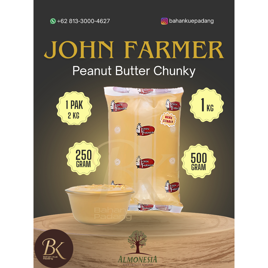 

John Farmer - Peanut Butter Chunky (Selai Kacang Chunky) 2kg Repack 1 kg dan 500 gr