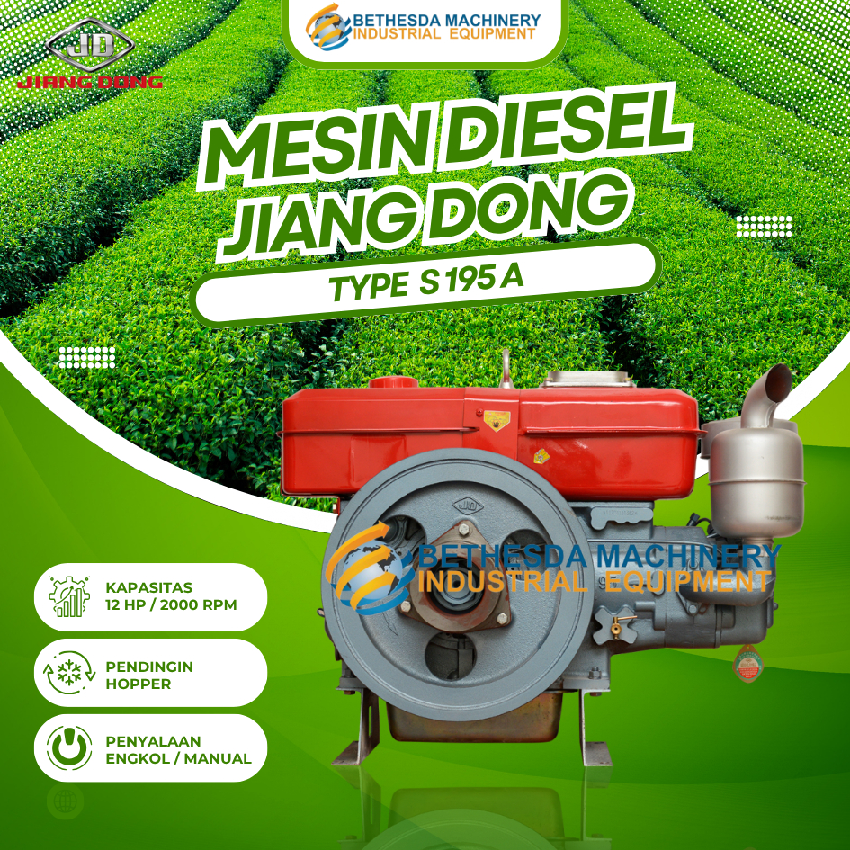 Mesin Penggerak Jiangdong 12HP / 12 HP Diesel Engine hopper / radiator