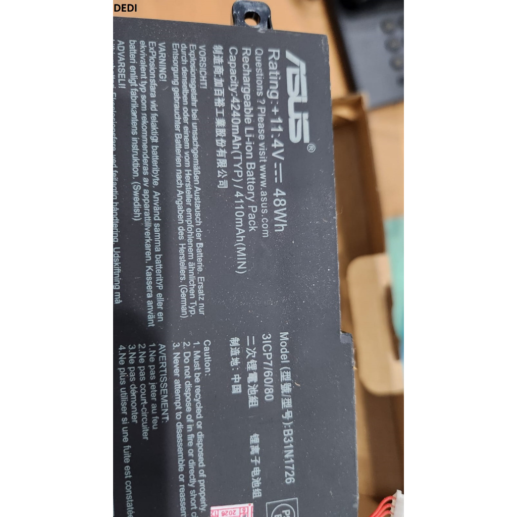 Baterai Asus FX505 FX504 FX504GE FX505DY TUF504GD TUF505DY TUF554GE TUF565GD FX80GD FX80GM FX86FM FX