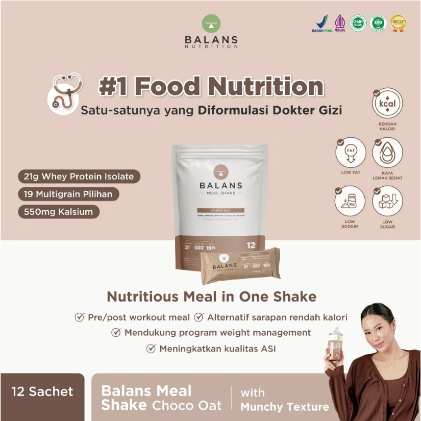 

[New Launch] BALANS Meal Shake | Choco Oat | Banana Oat Latte | Granoberry Latte | Melon Chia Latte | Susu Protein & Tinggi Kalsium Rendah Kalori | 12sachet