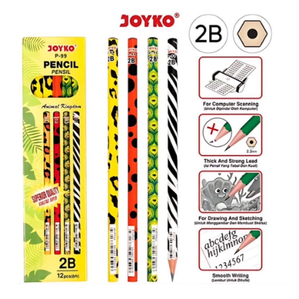 

[Lusin] Joyko alat tulis pensil 2b p 101 fancy animal 12 pcs