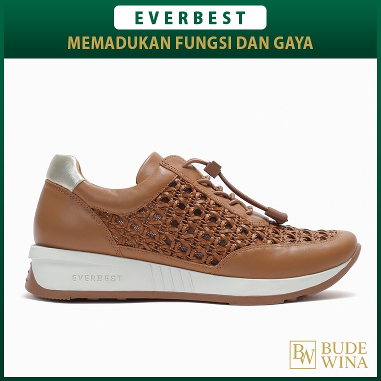 EVERBEST SEPATU SNEAKER KASUAL WANITA ORIGINAL SNEAKERS CASUAL KETS KULIT ASLI COKLAT EW08