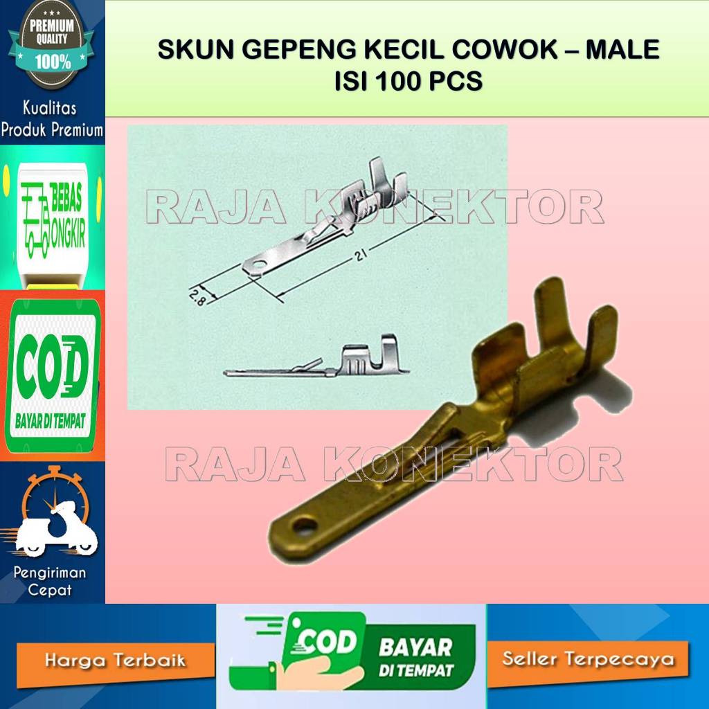 ISI 100 PCS SKUN SOKET GEPENG KECIL MALE SKUN SOKET COWO-SKUN -KABEL–MOTOR-SKUN KABEL-SKUN KABEL