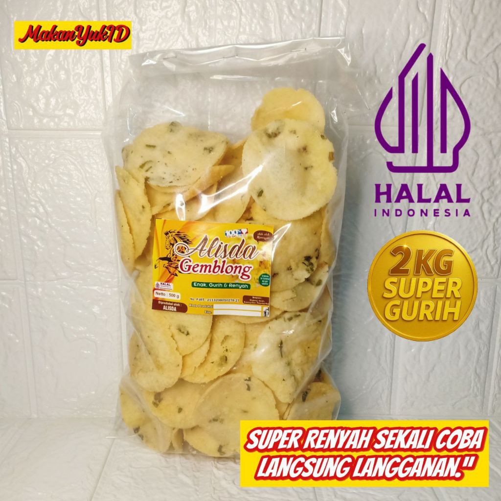 

Cemilan Enak Gurih Kecimpring/Ketempling/Gemblong/Kripik Singkong 2Kg Halal