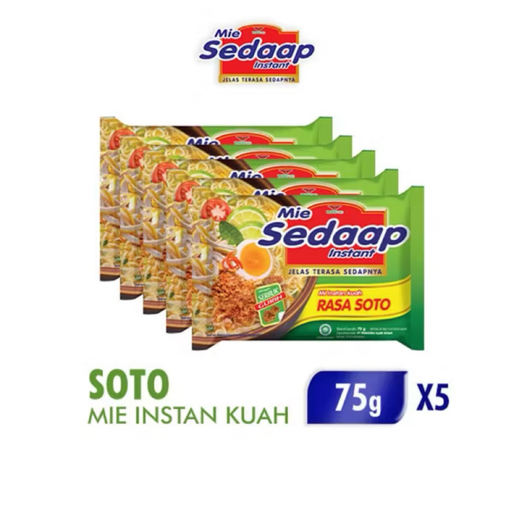 

Mie Sedaap Rasa Soto 75g x 5 – Kuah Segar Jeruk Limau & Rempah Soto Asli | Sembako Express