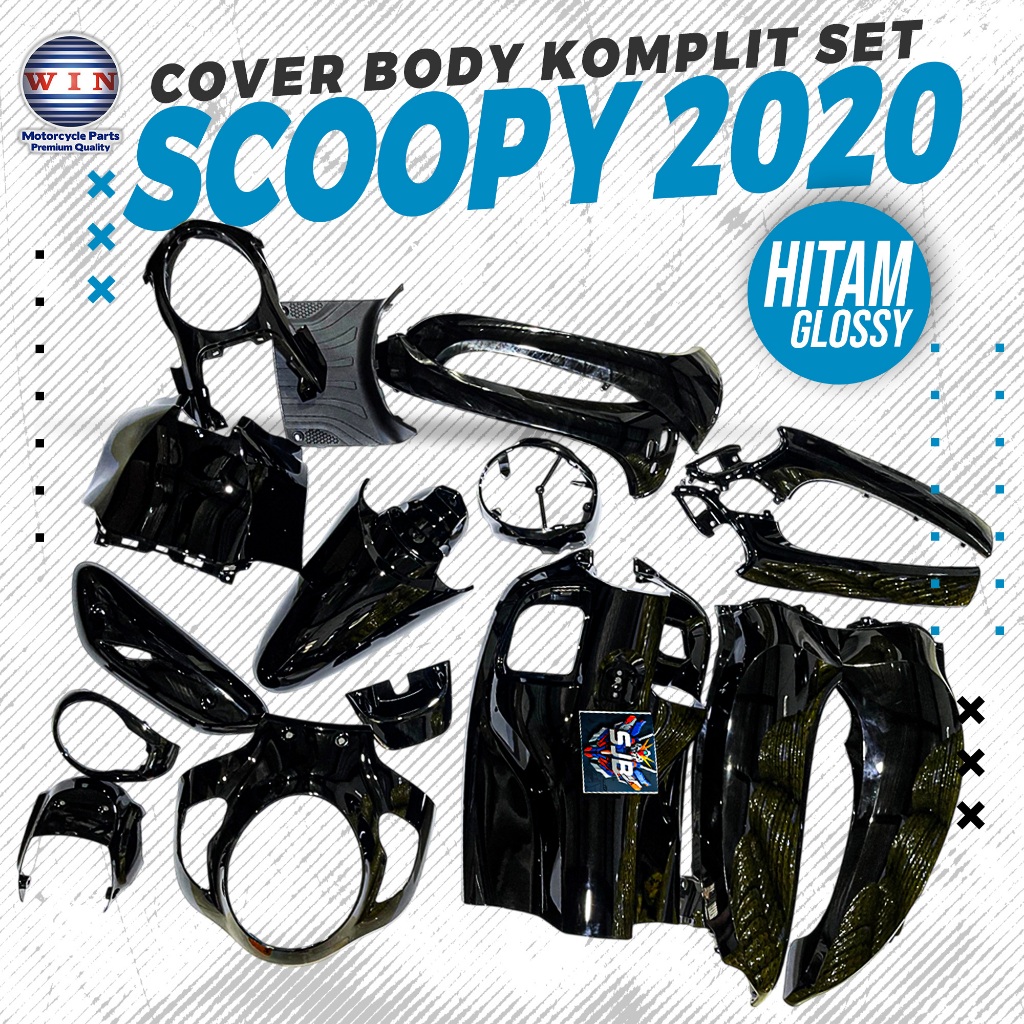WIN BODY SET COMPLETE KAP BODY KOMPLIT SCOOPY 2020 (HITAM)