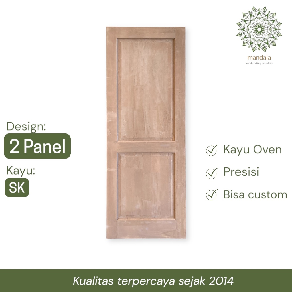 Pintu Kayu - Model 2 Panel / Petak 2 | 2P | Daun Pintu Kamar Kayu SK Oven