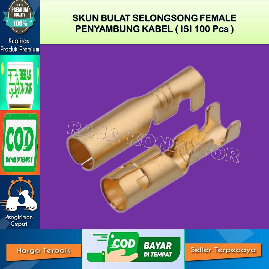 ISI 100 PCS SKUN BULAT  PELURU CEWE PENYAMBUNG KABEL-SKUN KABEL MOTOR-SKUN KABEL MOTOR-SKUN KABEL