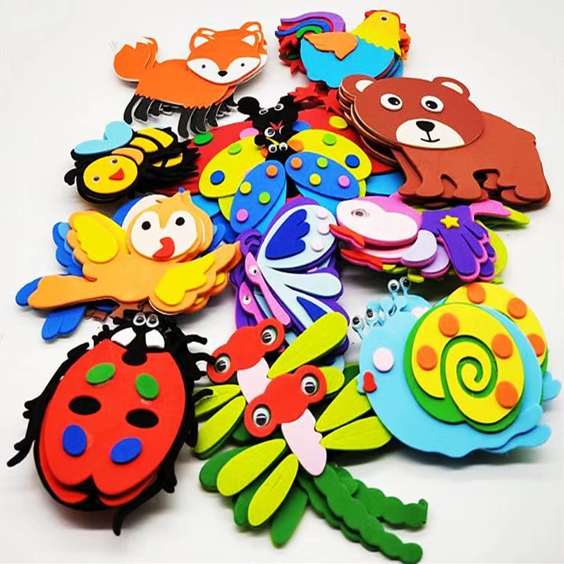 Stiker Dinding Hewan Serangga Busa Bahan Perlindungan Lingkungan Dekorasi Dinding Kelas Taman Kanak-