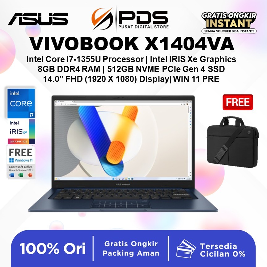 LAPTOP ASUS VIVOBOOK X1404VA I7 1355 8GB 512GB W11PRE 14.0FHD IPS BLU