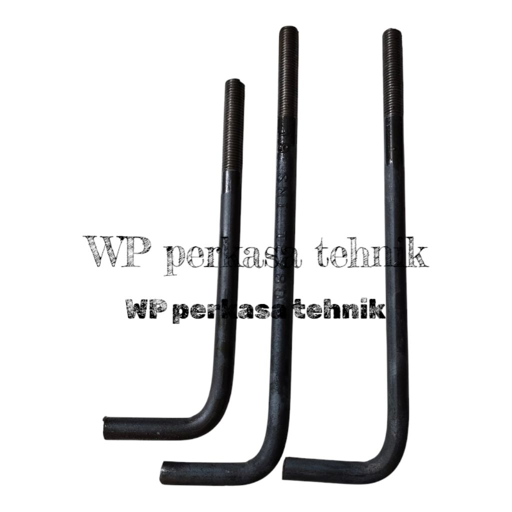 Angkur Baut 19mm (3/4) x 50cm x 10cm + 2 mur & 1 ring | bahan besi beton - untuk pondasi / tiang baj