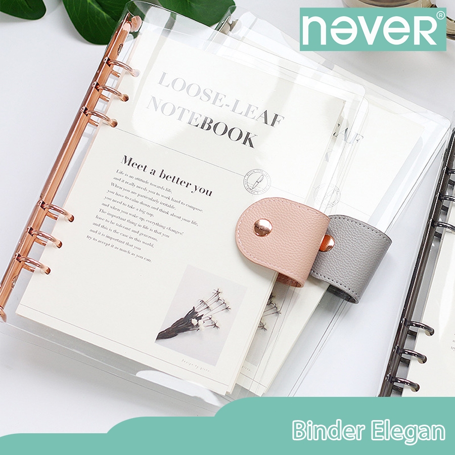 

Binder A5 Transparan Binder with Clip Note Book Rose Gold Binder
