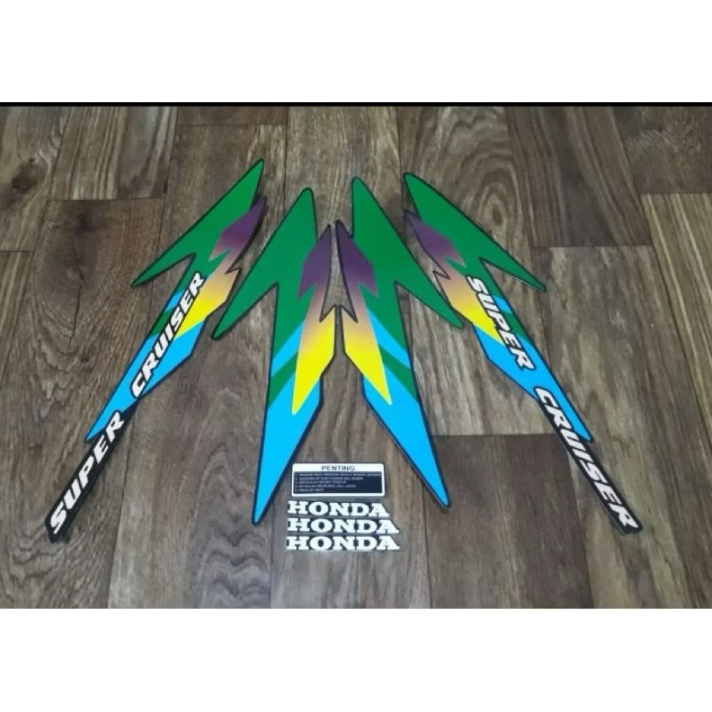sticker stiker striping polet tiger lawas tilas hitam 97 warna biru kuning ungu hijau