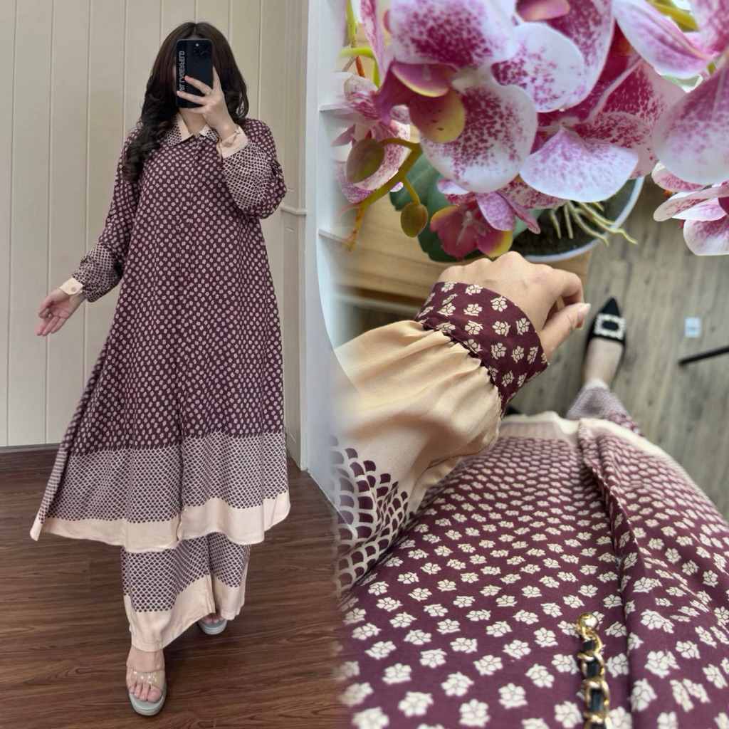 GHEA SET CELANA By ZIYA ~ One Set Tunik Panjang Set Celana