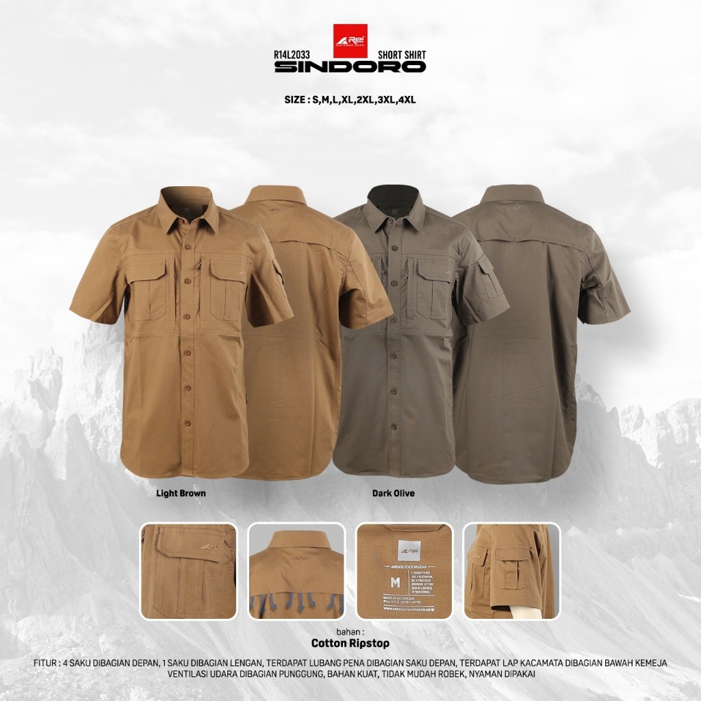 Kemeja Lengan Pendek Pria Sindoro Arei Outdoorgear