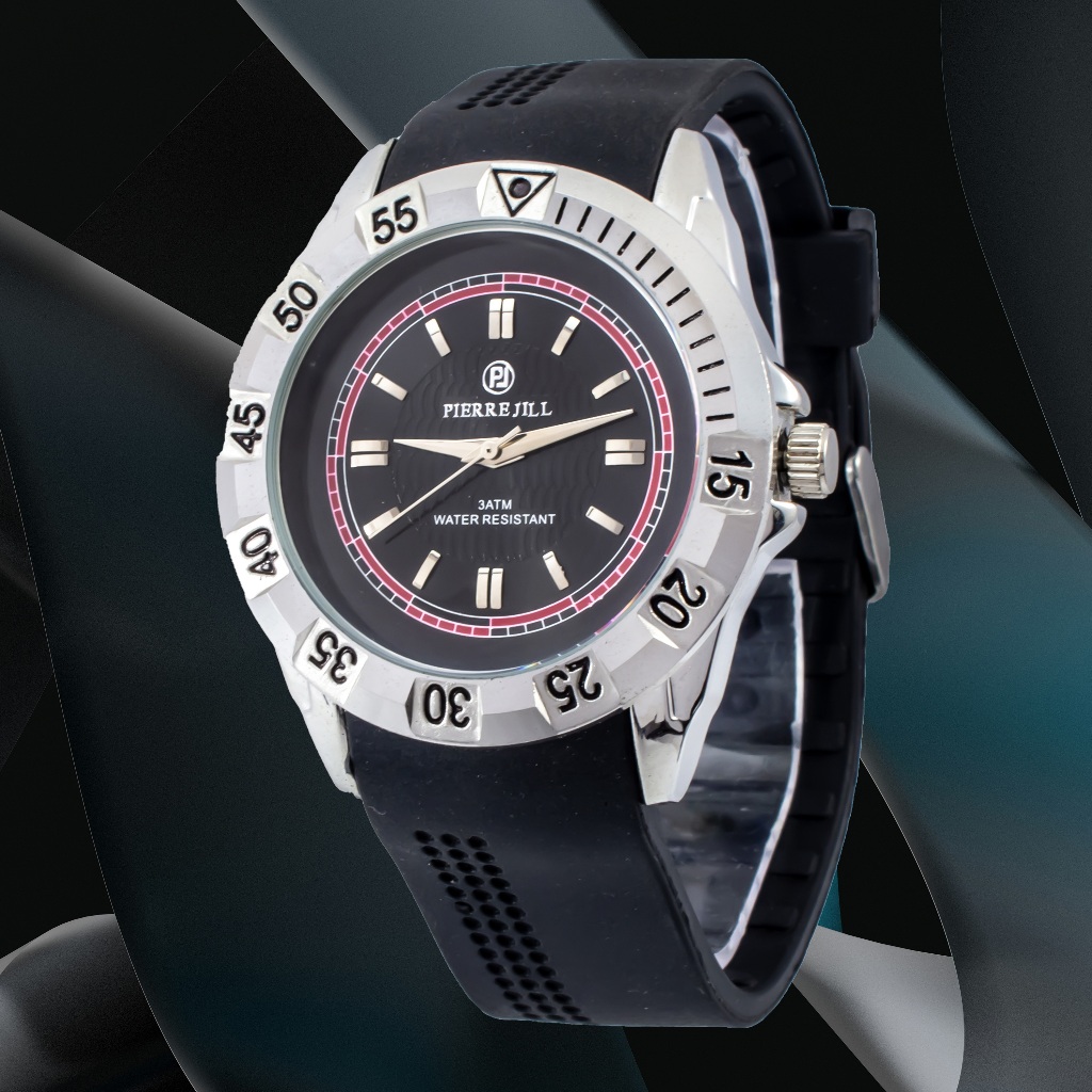 PIERRE JILL 0799 JAM TANGAN PRIA SPORT CASUAL DENGAN TALI SILIKON