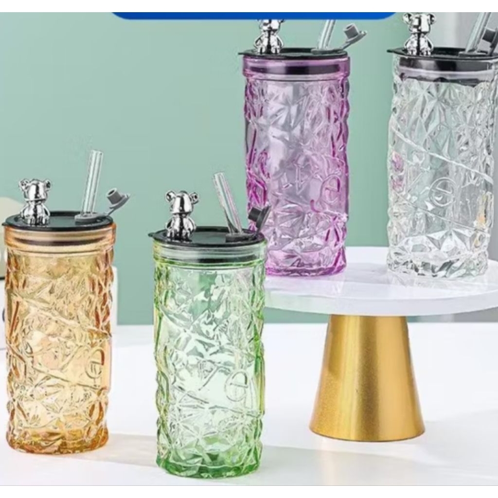 Gelas kaca Kristal Aesthetic tinggi tebal