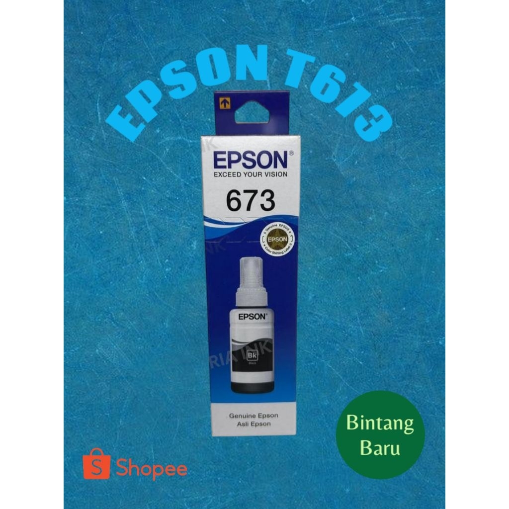 Tinta Epson T673 T 673 T-673 Asli original L800/L805/L850/L1800 EPSON 673 warna Hitam (Black)