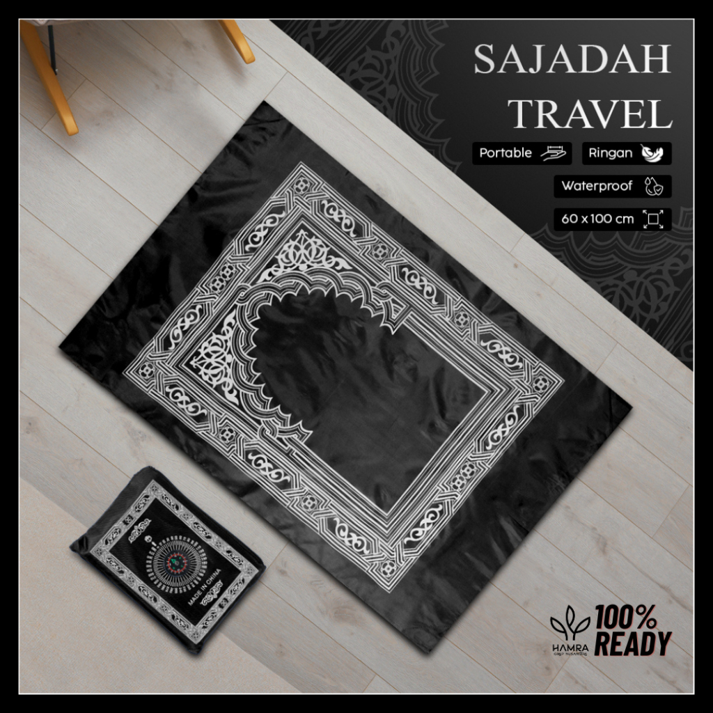 Sajadah Pouch Travel / SAJADAH TRAVEL (Hitam) / Sajadah Travelling / Sajadah Souvenir