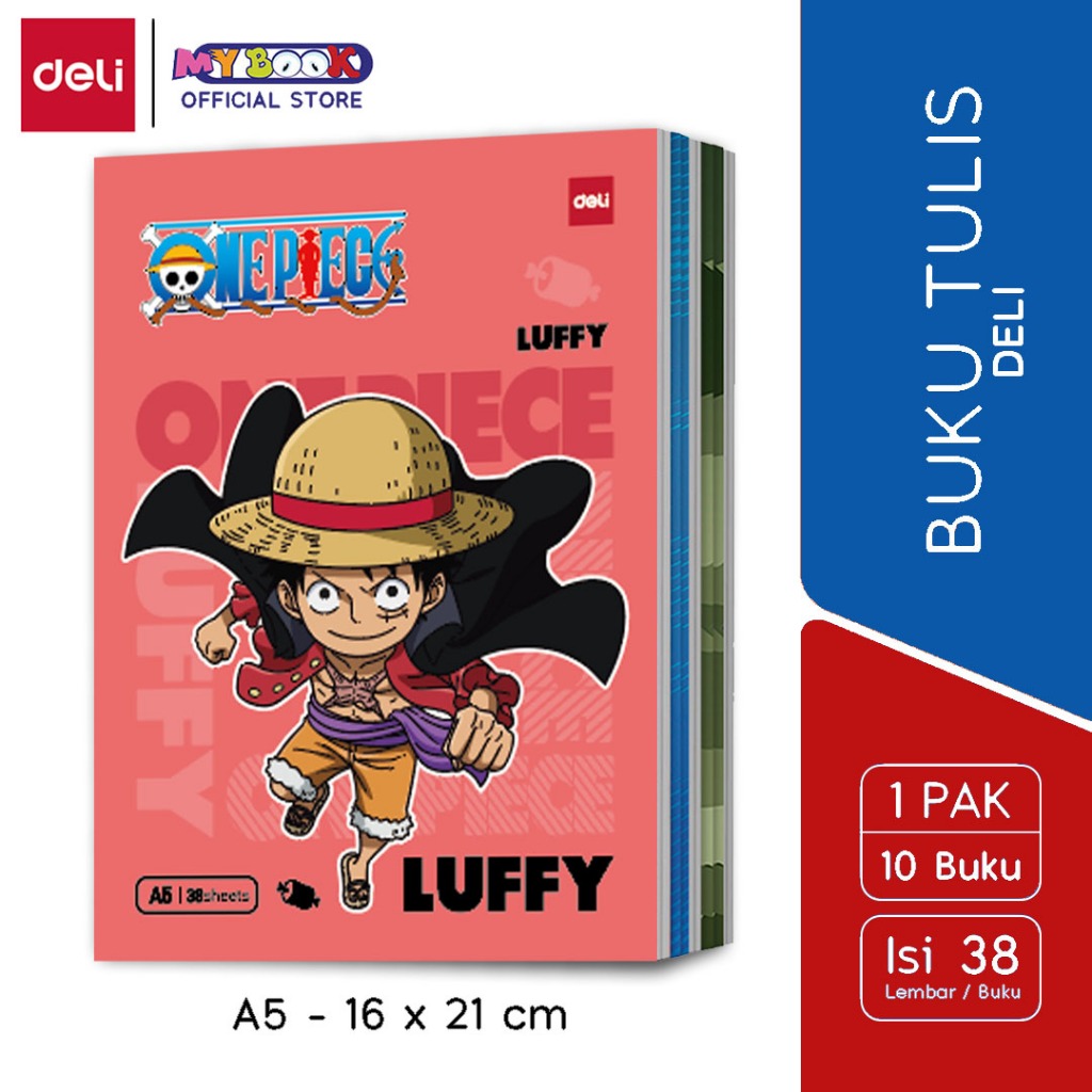 

Deli Buku Tulis Sekolah A5 38 Lembar One Piece - 10 buku (1 pak)