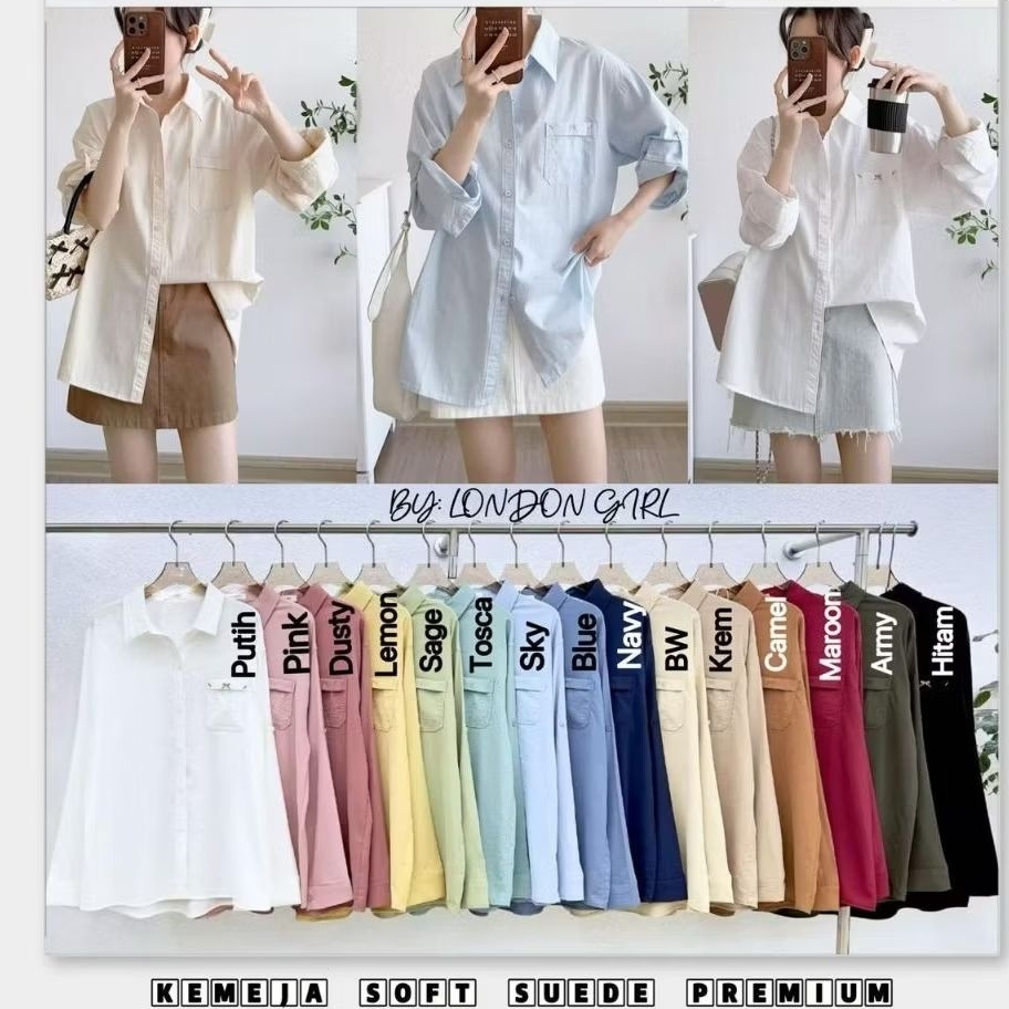 KEMEJA WANITA IMPORT/ KEMEJA SOFT SUEDE