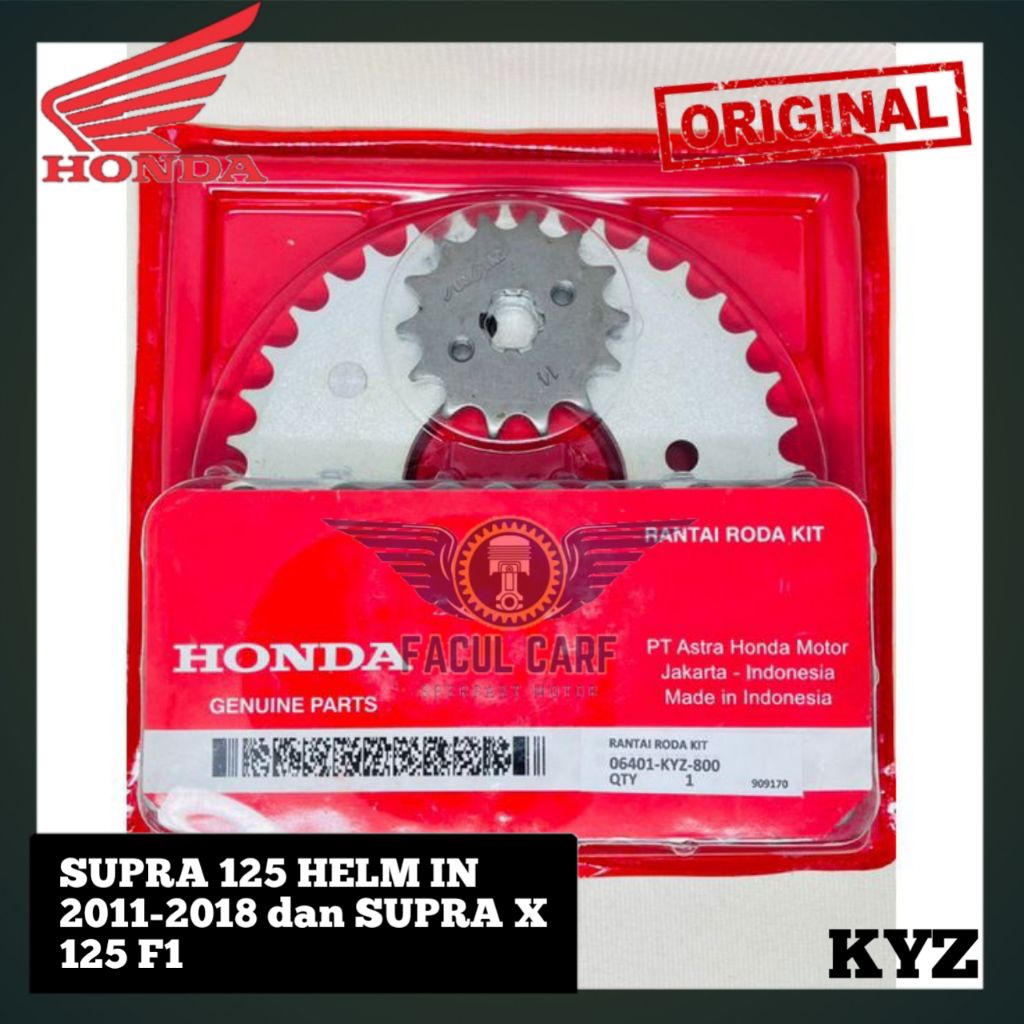 GEAR SET HONDA + RANTAI KYZ ORIGINAL UNIT SUPRA X 125 HELM IN F1 DAN SUPRA X125 HELM IN KARBU KUALIT