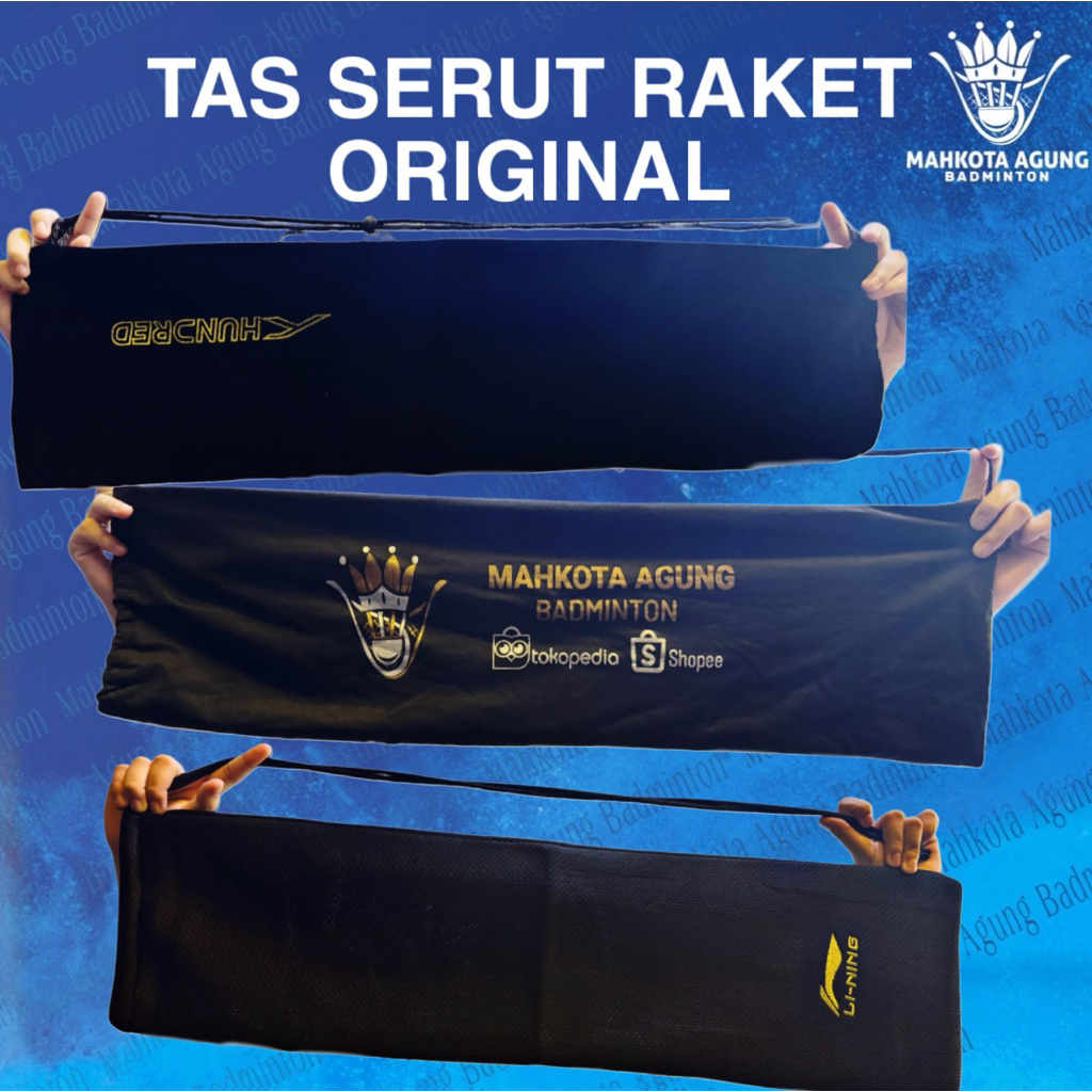 tas kain raket badminton bulutangkis kain LINING HUNDRED ORIGINAL serut lembut berkualitas bagus