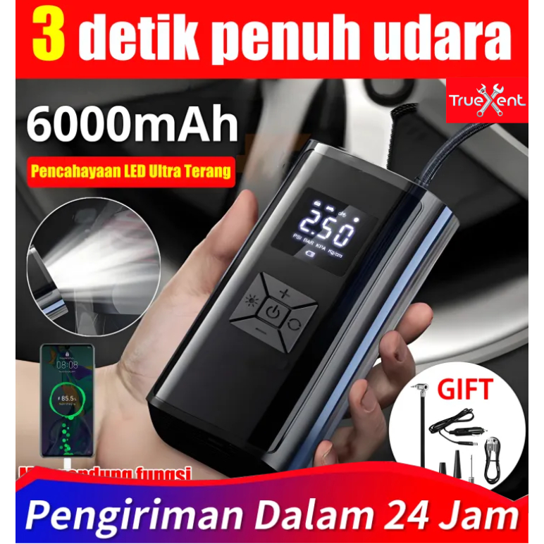 Turexent Portabel Pompa Ban mobil dan motor Mini Pompa Ban Mobil Elektrik Intelligent Electric Air C