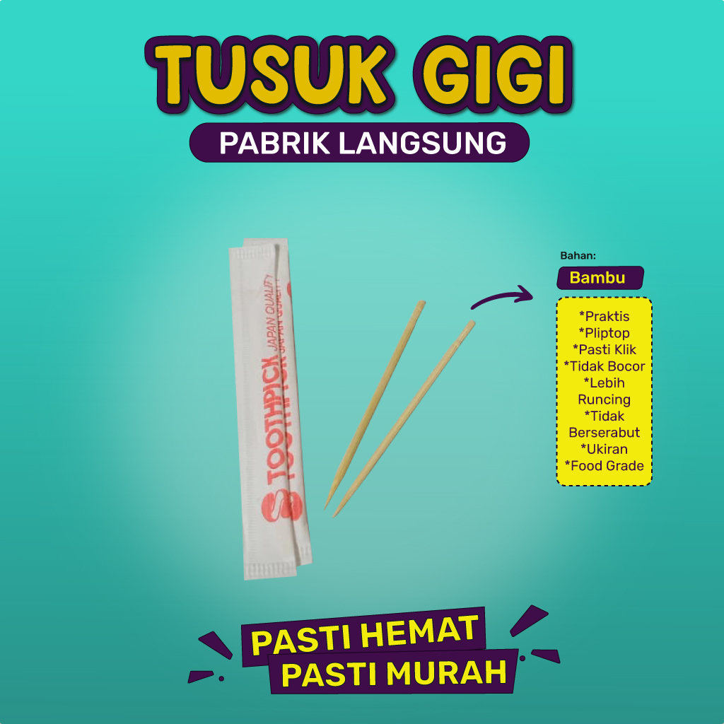 Tusuk Gigi Steril Alat Makan Tusuk Gigi Bambu Tusuk Buah ( Isi 500 Pcs-WTG)