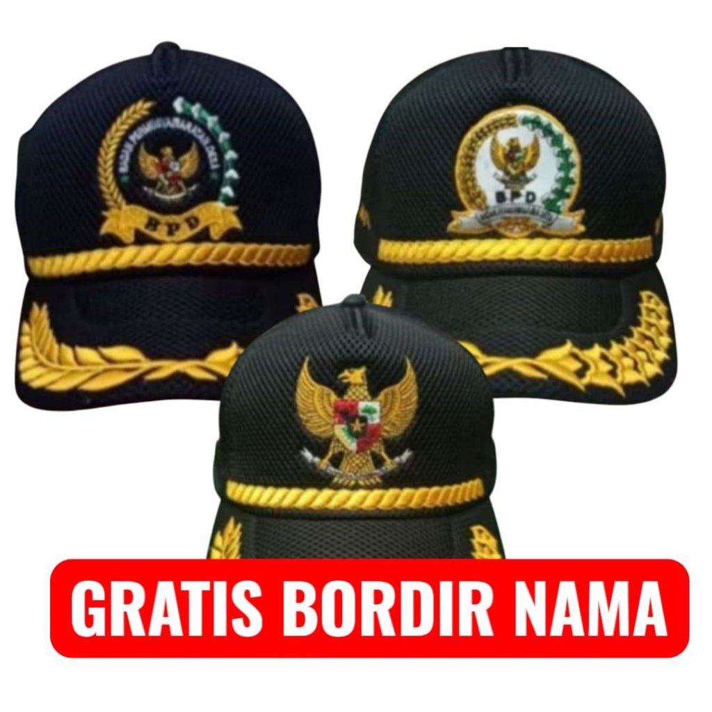 TOPI BPD/TOPI SEKDES/TOPI APARAT DESA/TOPI GARUDA/TOPI GRATIS BORDIR NAMA DAN DESA