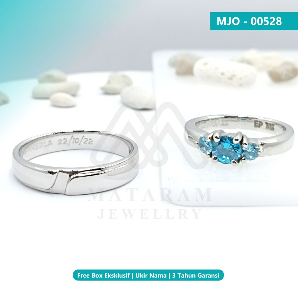 Cincin Kawin Couple Emas Putih Kadar 5% - 23K - Bebas Request Model Cincin Custom By Mataram Jewelle