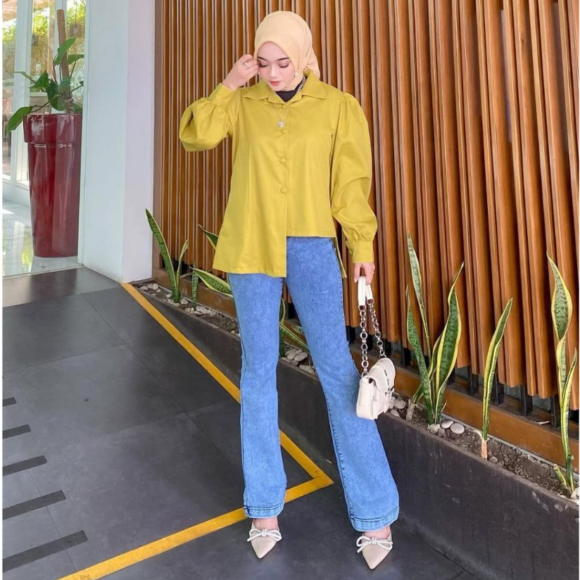 R&B_1996 Celana Wanita Kekinian Korean Style Celana Wanita Cutbray Celana Wanita High Waist Jeans