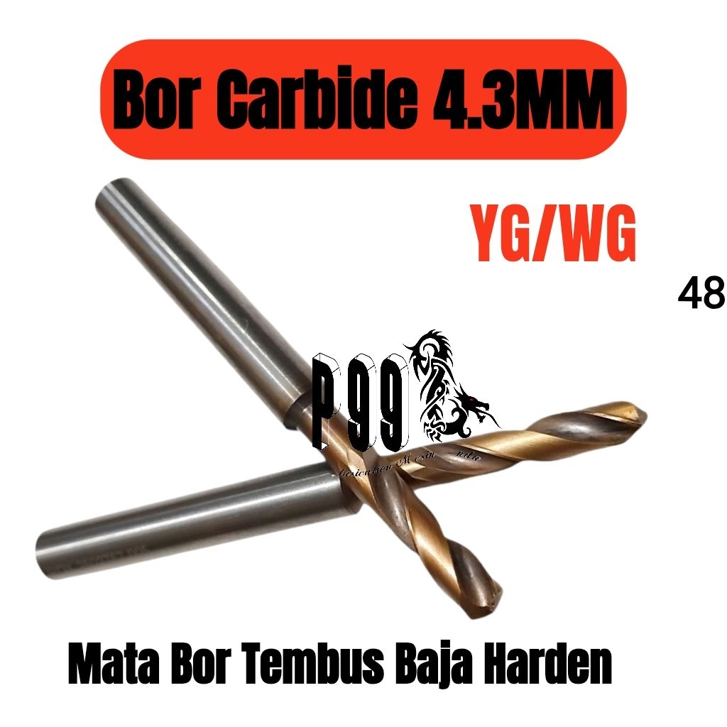 bor 4,3mm drill carbide mata bor keras BAJA tembus bukan hss naci