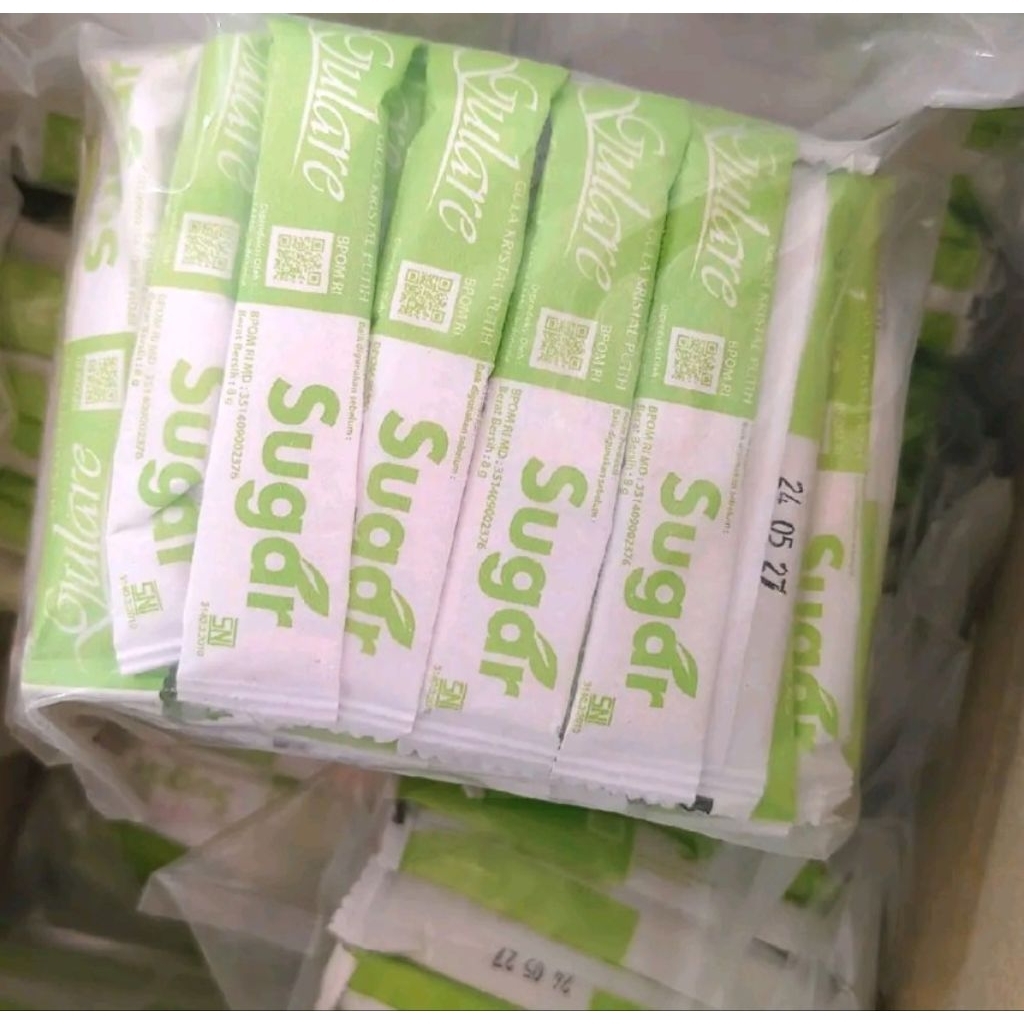 

Gulare White Sugar Stick 1 pak isi 100x8gr Gula Pasir Putih Sachet