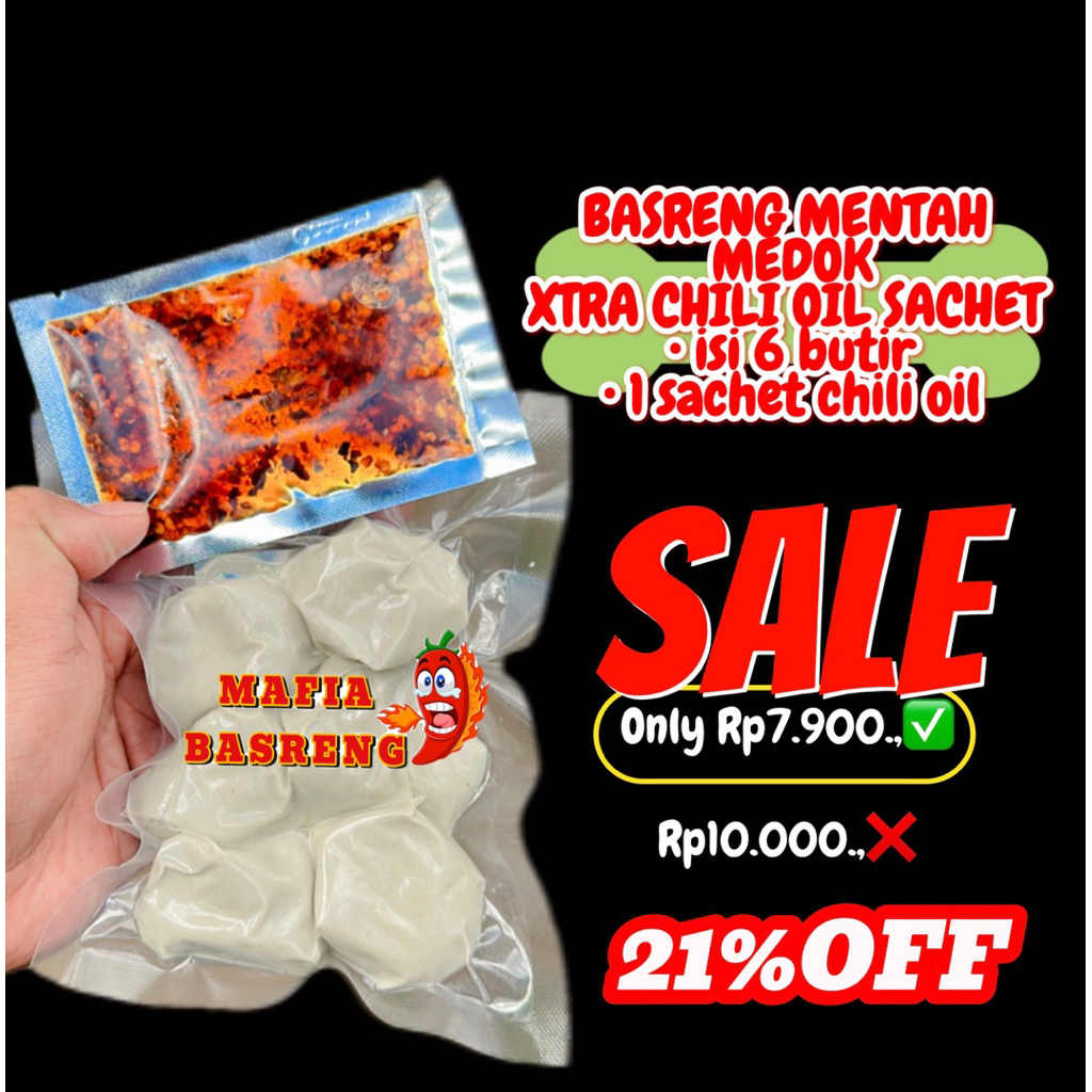 

Basreng Mentah chili oil Isi 6 Plus Chili Oil @mad basreng
