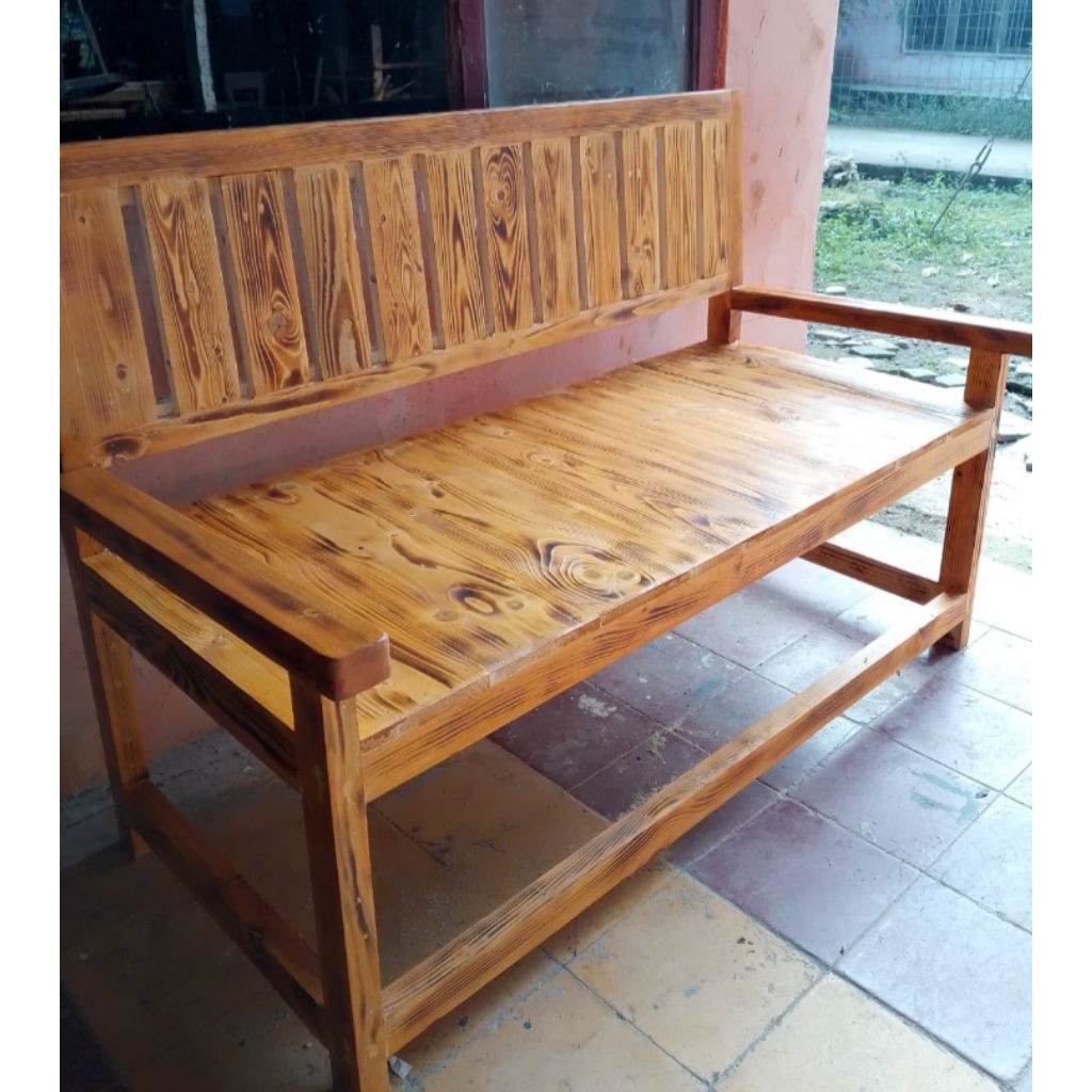 Kursi Teras Minimalis Motif Bakar Kayu Jati Belanda