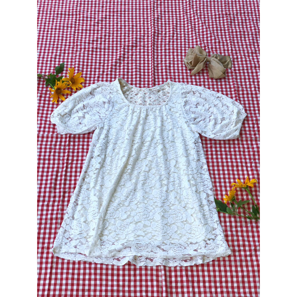 Dress Brukat Vintage Broken White