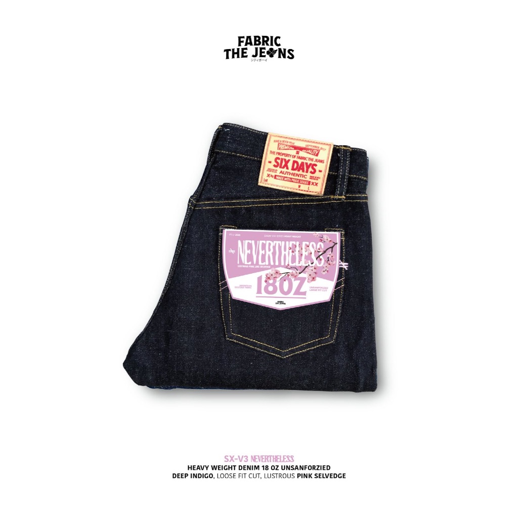 FTJ - Fabric The Jeans - SX-V3 Nevertheless 18 OZ Raw Denim Lustrous Pink Line Selvedge Unsanforized