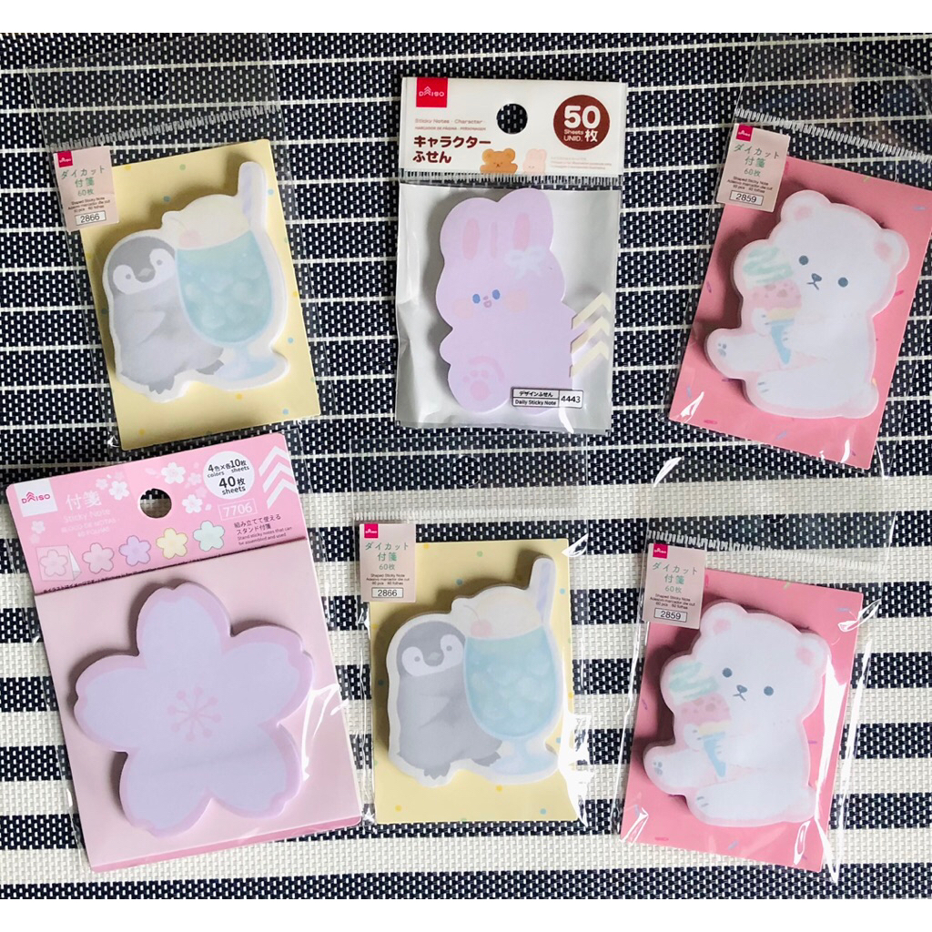 

shaped stick note memo pinguin panda sakura rabbit original Daiso japan