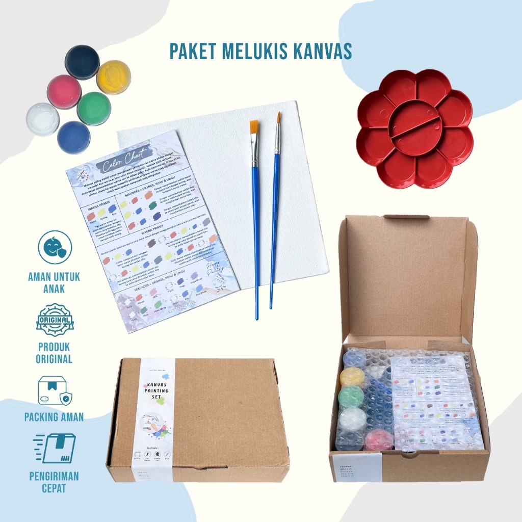 

Mainan Lukis Anak Paket Kanvas Lukis Anak Lengkap Ukuran 20x30 Cm Painting Set Kuas Cat Watercolor