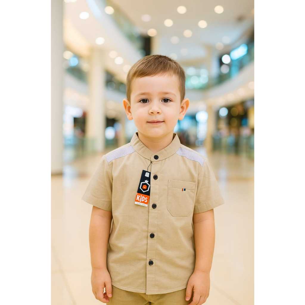 Kemeja lengan pendek anak warna coklat susu usia 1-14 tahun | hem anak | kemeja anak cowok | kemeja